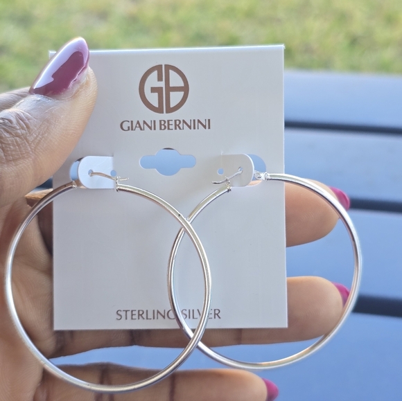 $100 Giani Bernini Sterling Silver Hoop Earrings Women New 50MM - Picture 7 of 9